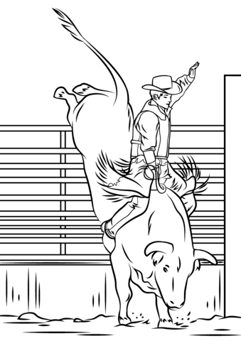 Bull Riding Rodeo Coloring Page